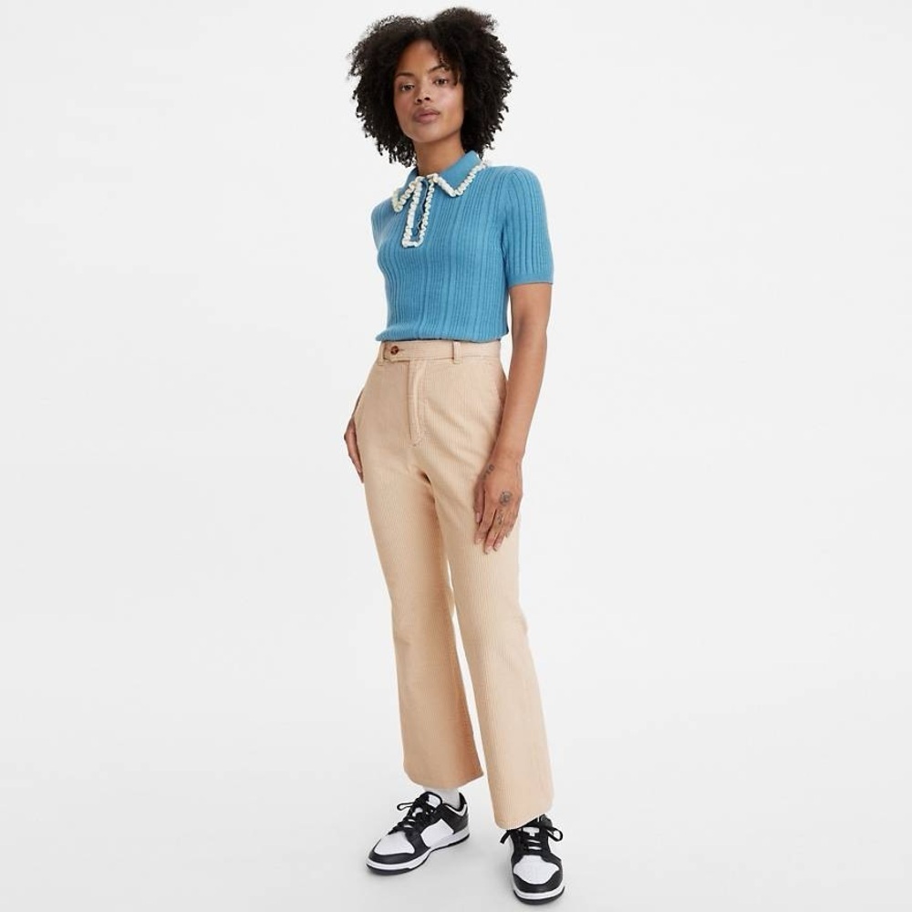 NEW! Levi’s Math Club Flare Corduroy Trousers 100% Cotton Cream 25 W 26 L Ankle